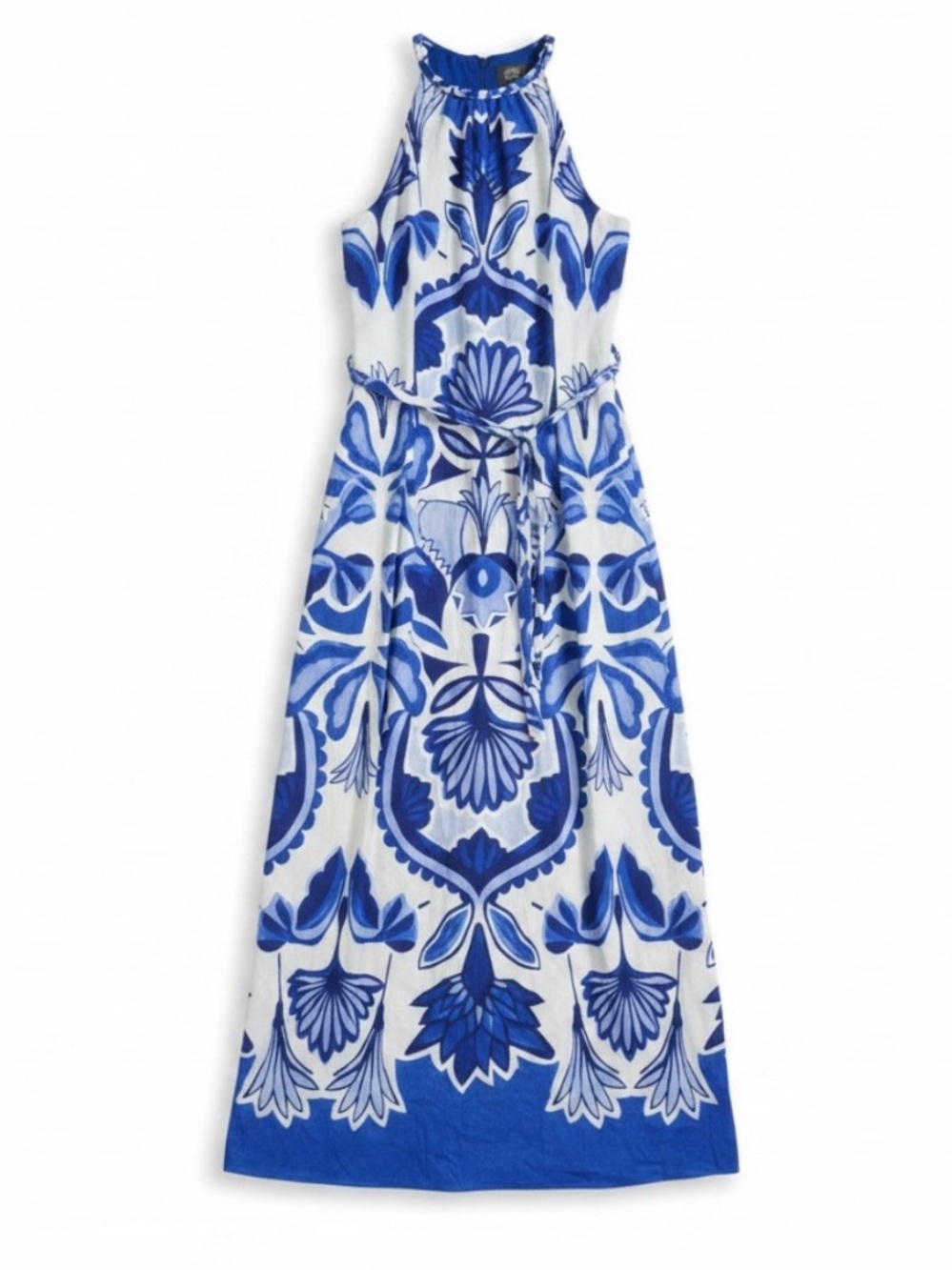 Vince Camuto Blue White Floral Rope Trim Maxi Dress NWT Size 8 - Picture 3 of 11